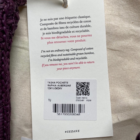 Sezane Tasha Raffia Crossbody Pouch NWT - Picture 6 of 9